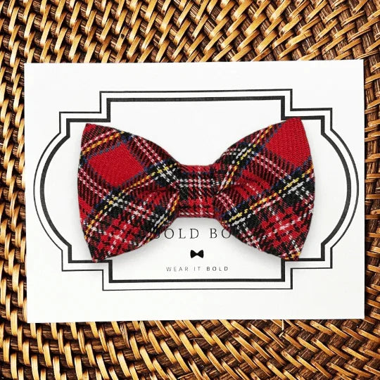 Red Tartan Plaid Dog Bow Tie for Dog Collar or Cat Collar