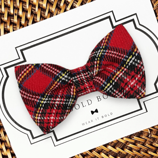 Red Tartan Plaid Dog Bow Tie for Dog Collar or Cat Collar