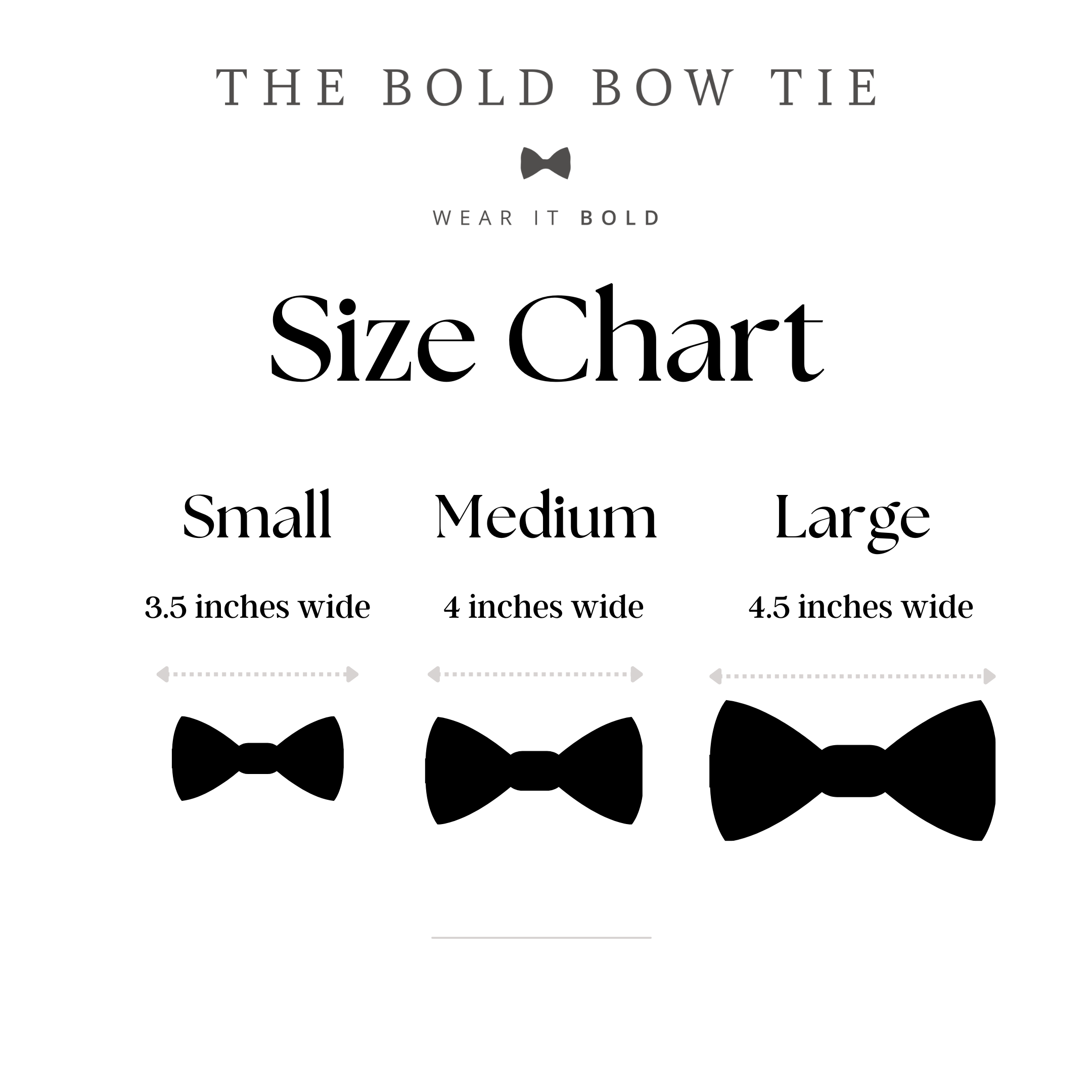 Dog bow tie size chart