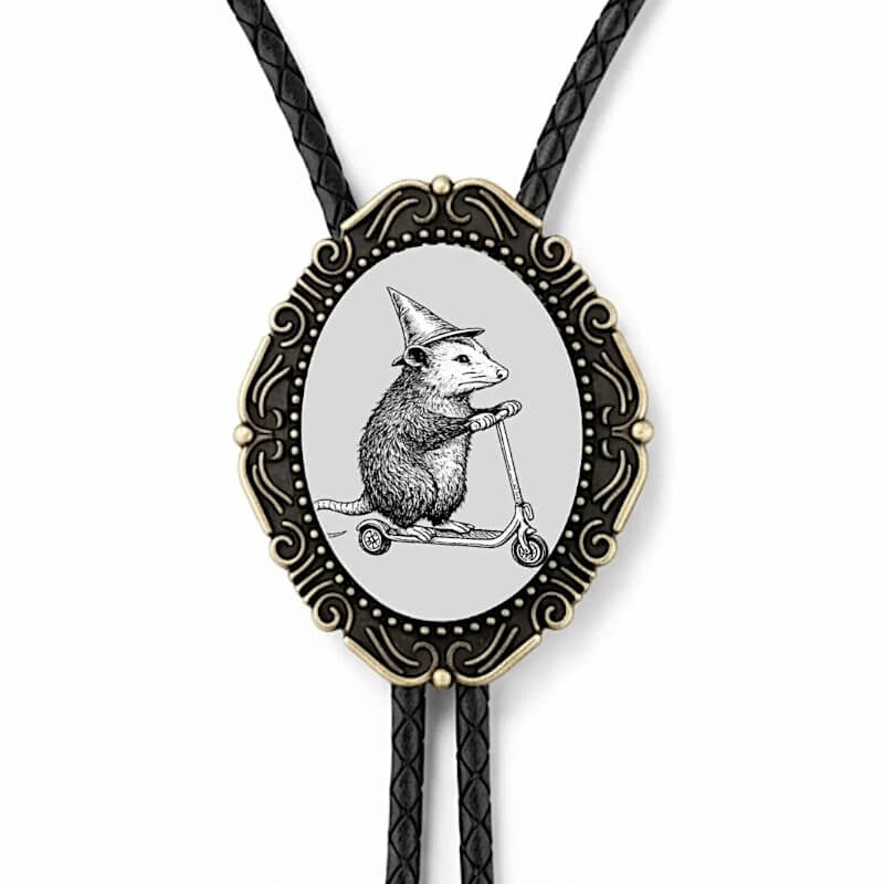 Bolo tie for men and women opossum funny bolo ties.