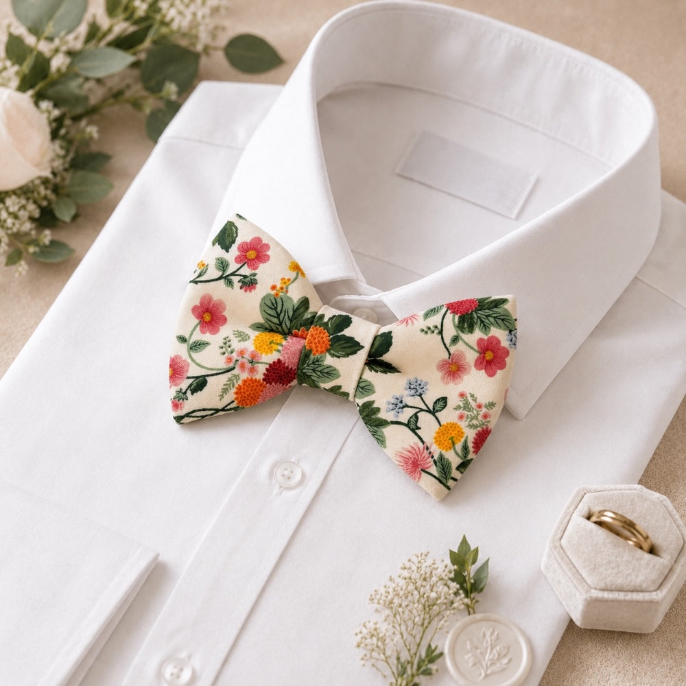 Garden wedding bow tie in floral print