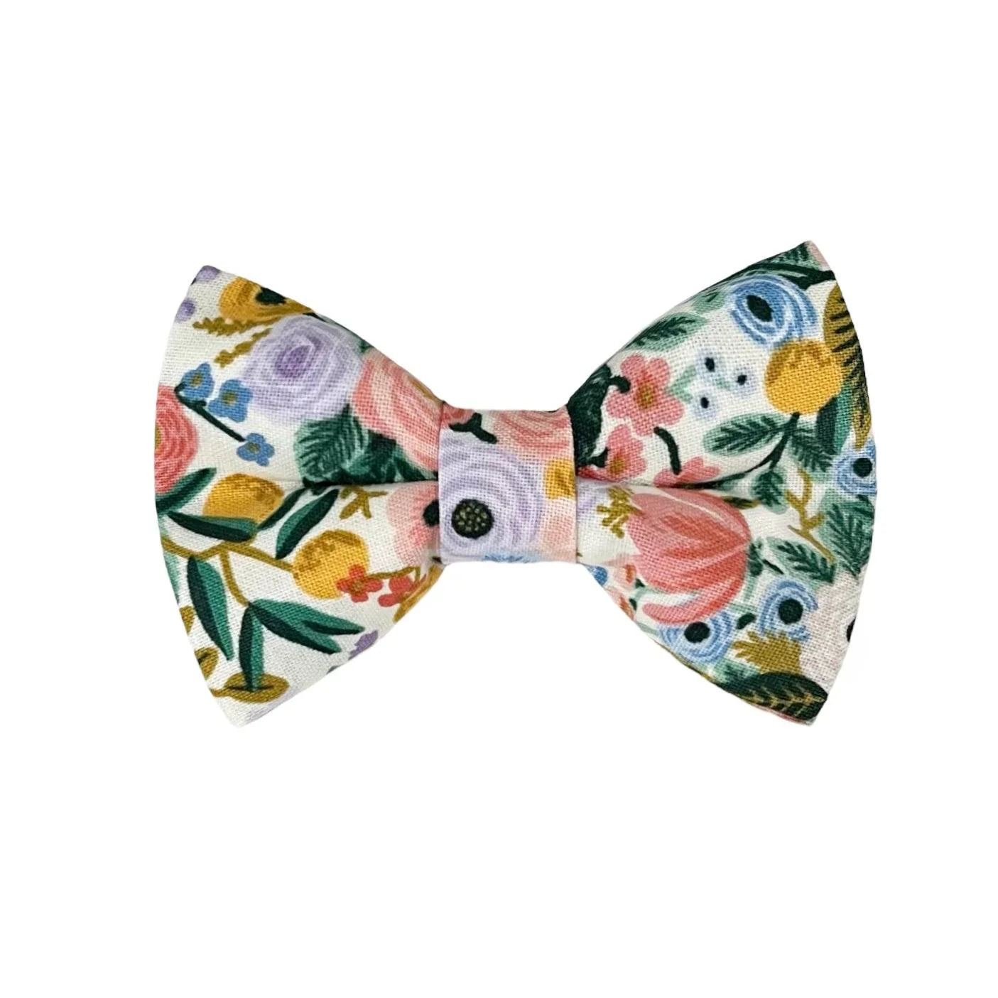 Size chart for pre-tied bow ties from The Bold Bow Tie detailing measurements across three sizes. Small is 3.5 inches wide and recommended for ages 6 months to 5 years. Medium is 4 inches wide and recommended for ages 6 to 12 years. Large is 4.5 inches wide and recommended for ages 13 years and up. Visual icons illustrate the relative sizes with horizontal arrows showing that width is measured from wingtip to wingtip. Bottom text notes that all bow ties are pre-tied and ready to add to your outfit.