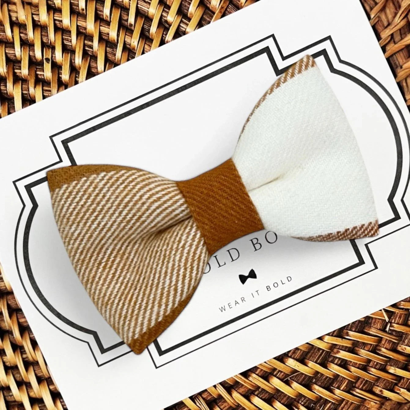 Brown and White Dog bow tie or Cat bow tie for pet bowtie collar.