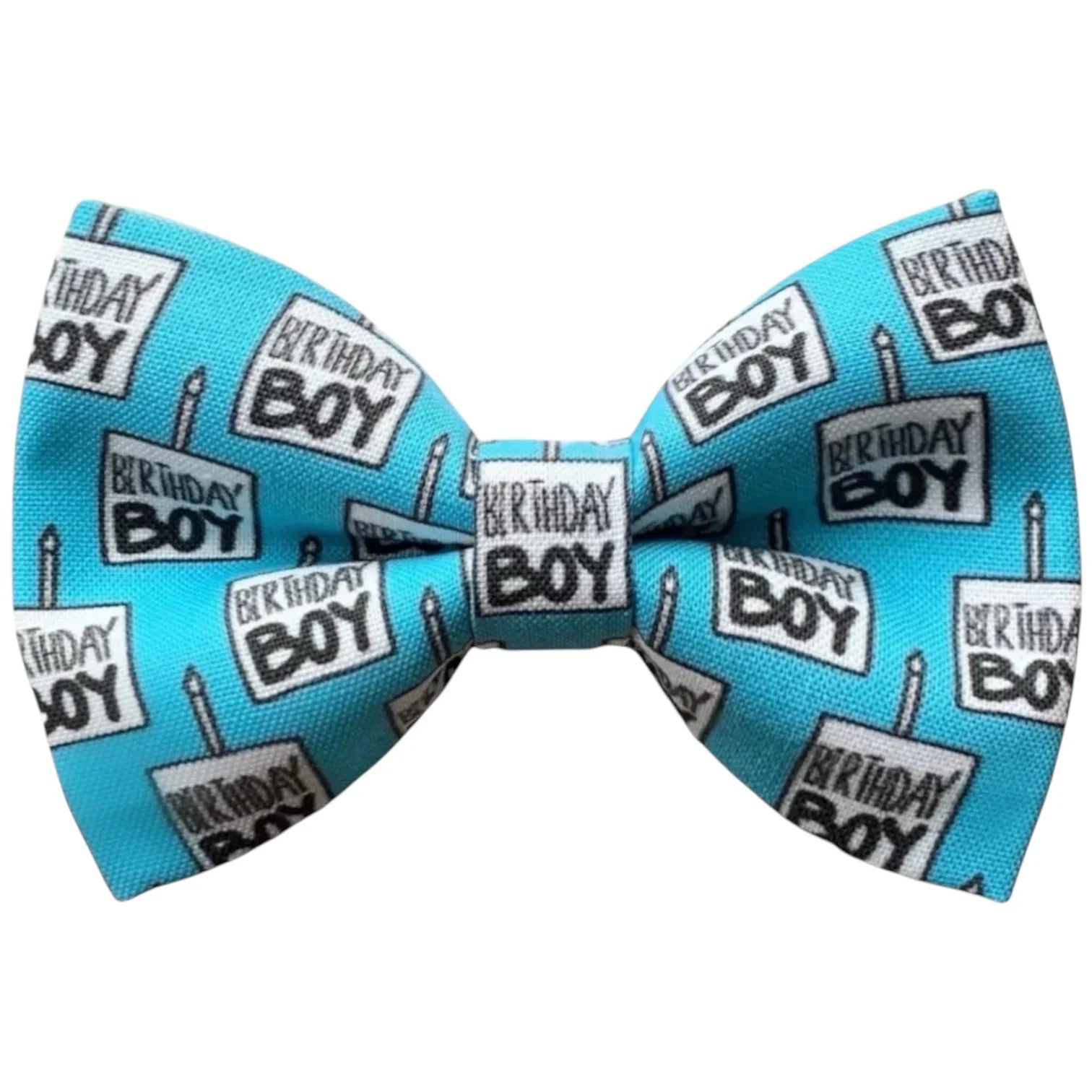 Blue Birthday Boy Bow Tie for Men, Toddlers and children, pre-tied, on a white background.