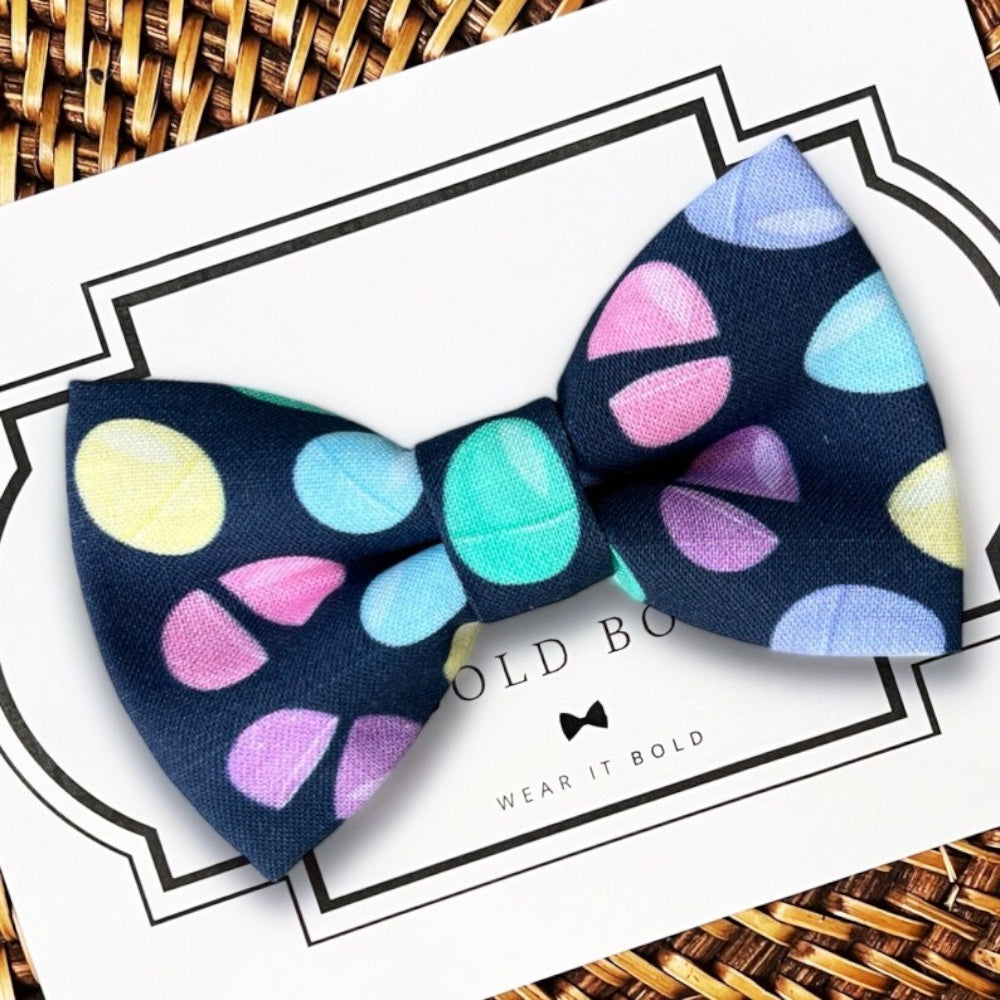 Easter Dog Bow Tie or Cat Bow Tie- Easter Eggs on a woven background.