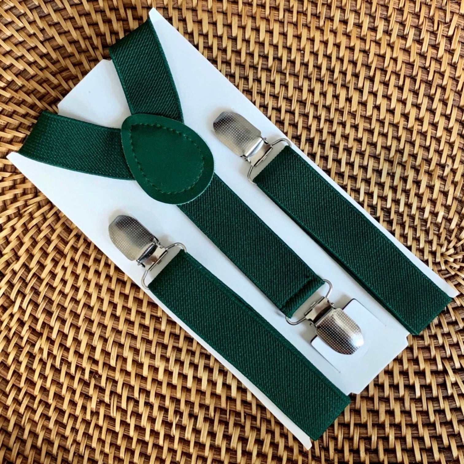 Emerald Green Suspenders for wedding worn