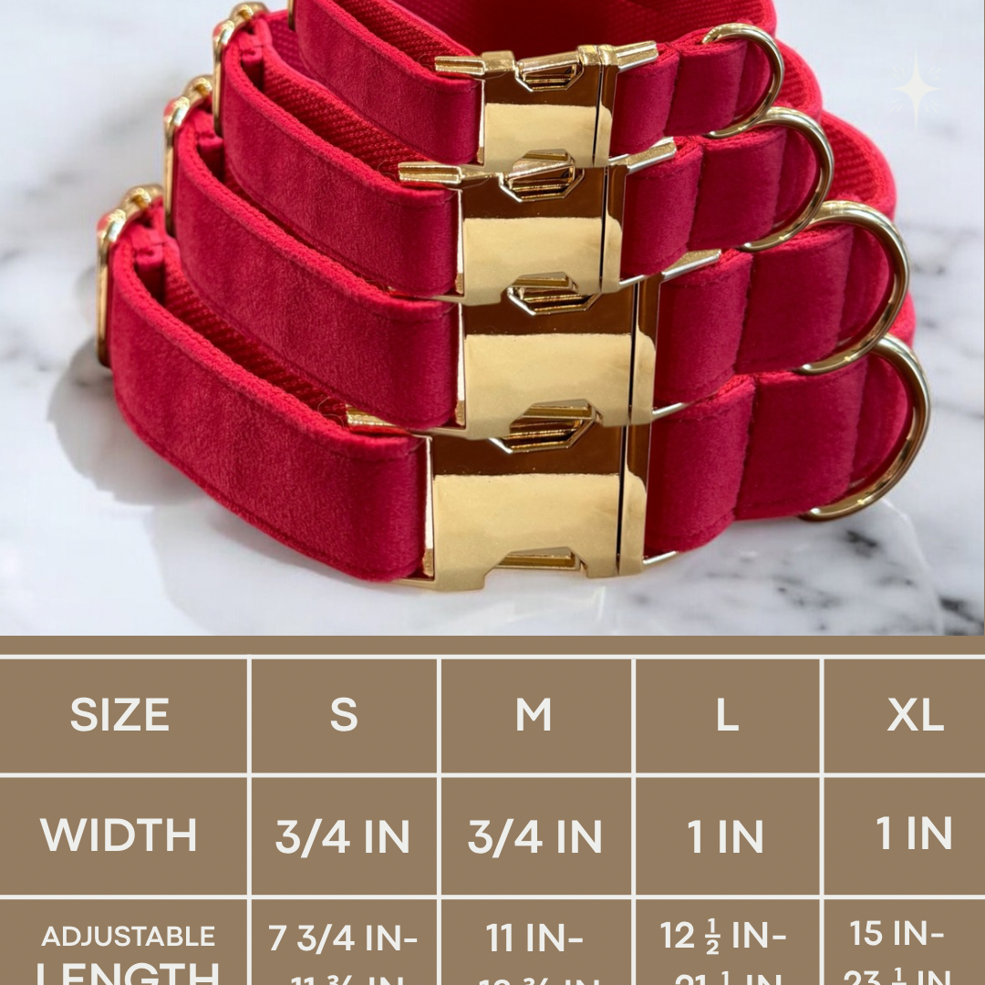 Size chart for dog collars