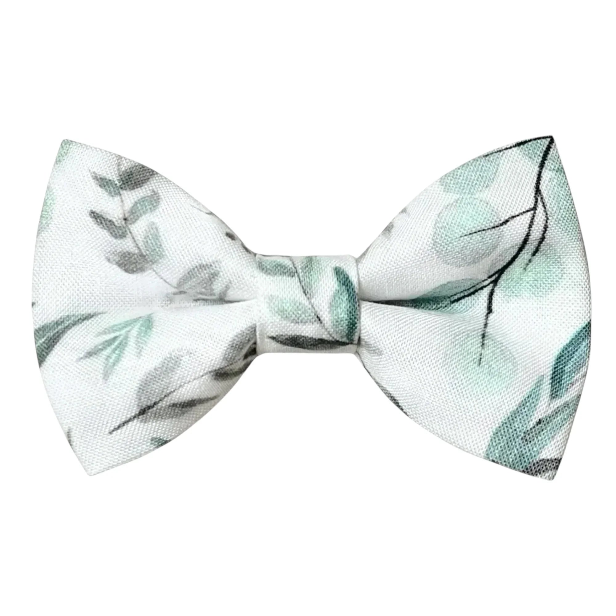 Sage green floral bow tie for wedding.
