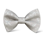 Floral Silver Bow Tie- for Wedding Groomsmen and Ring Bearers