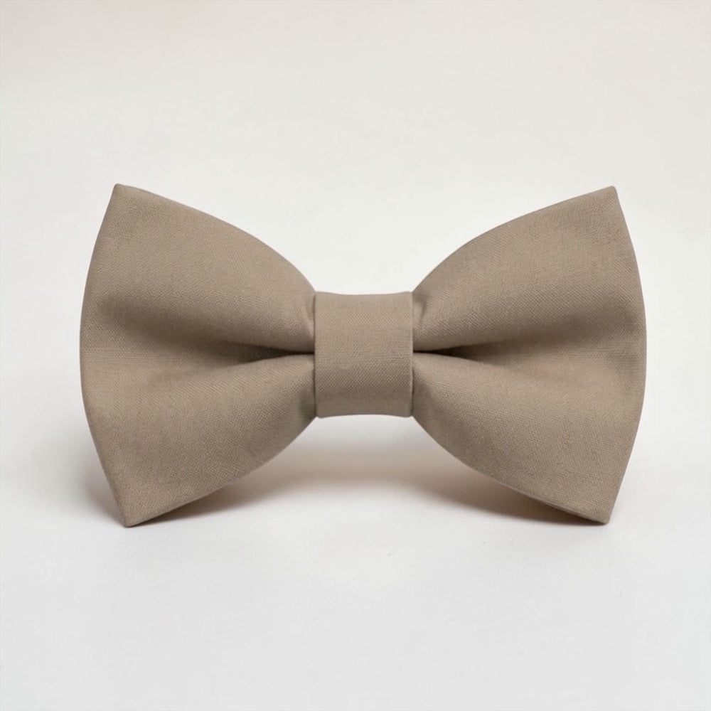 Taupe Bow Tie for Men and Boys for groomsmen attire and ring bearer outfits for weddings.
