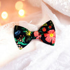 Black Floral Bow Tie for ring bearers, groomsmen or groom on a lace overlay.