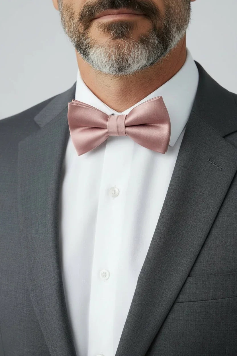 Rose gold bow tie for men in a wedding.