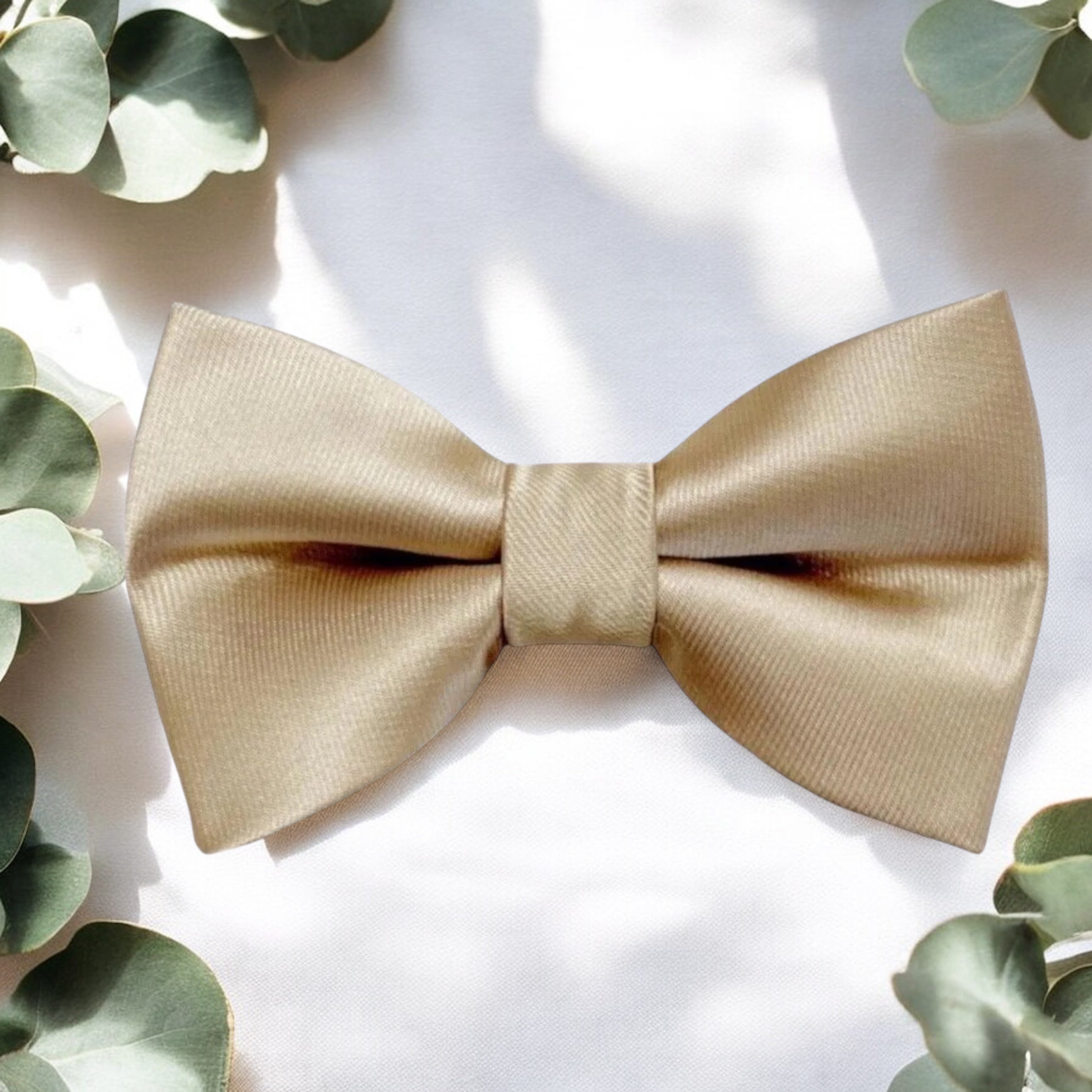 Champagne Bow Tie for wedding groomsmen and ring bearer outfit.