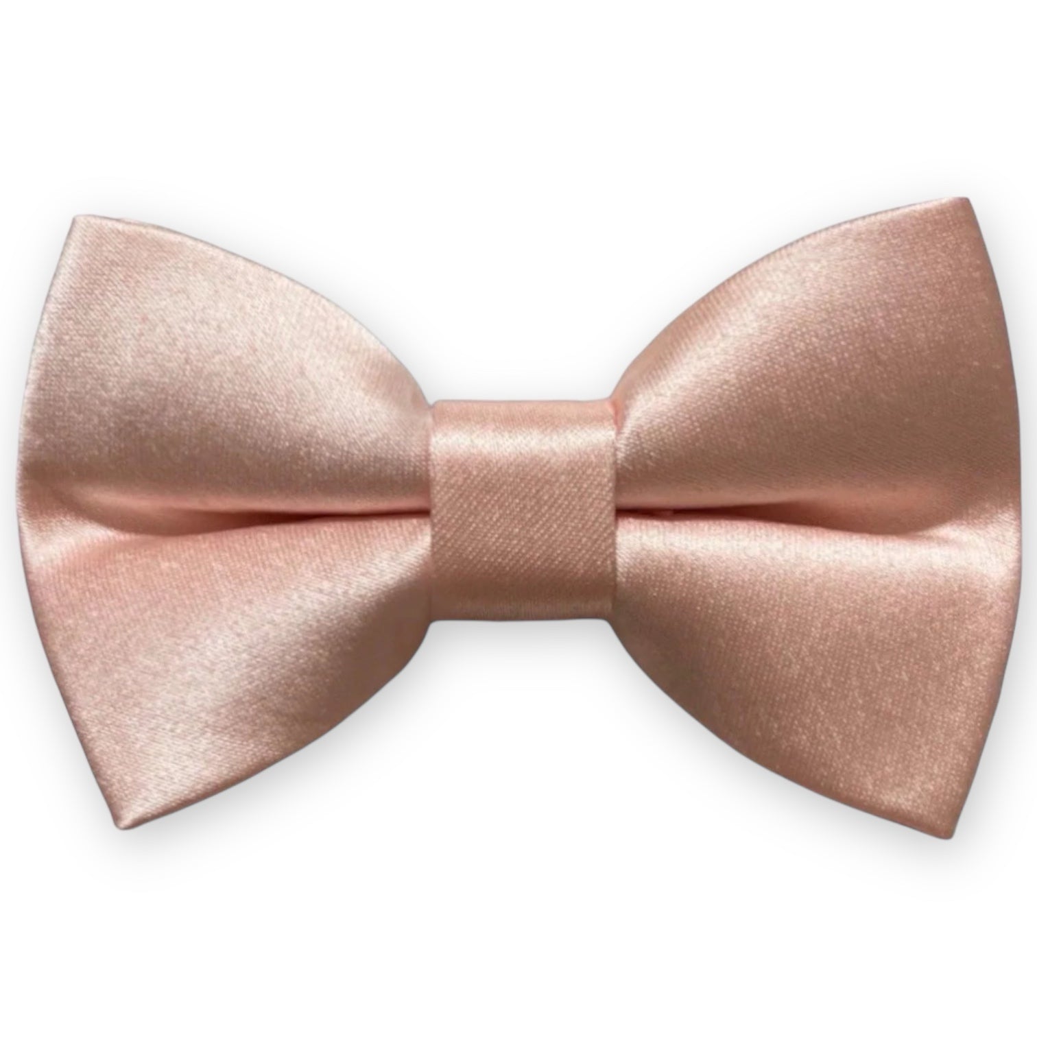 Satin blush pink bow tie for men, groomsmen, wedding party and ring bearers.