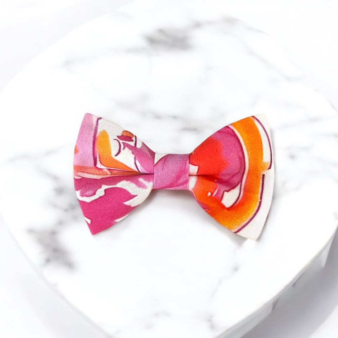 Preppy Bow Tie in Orange & Pink- Wedding Bowtie