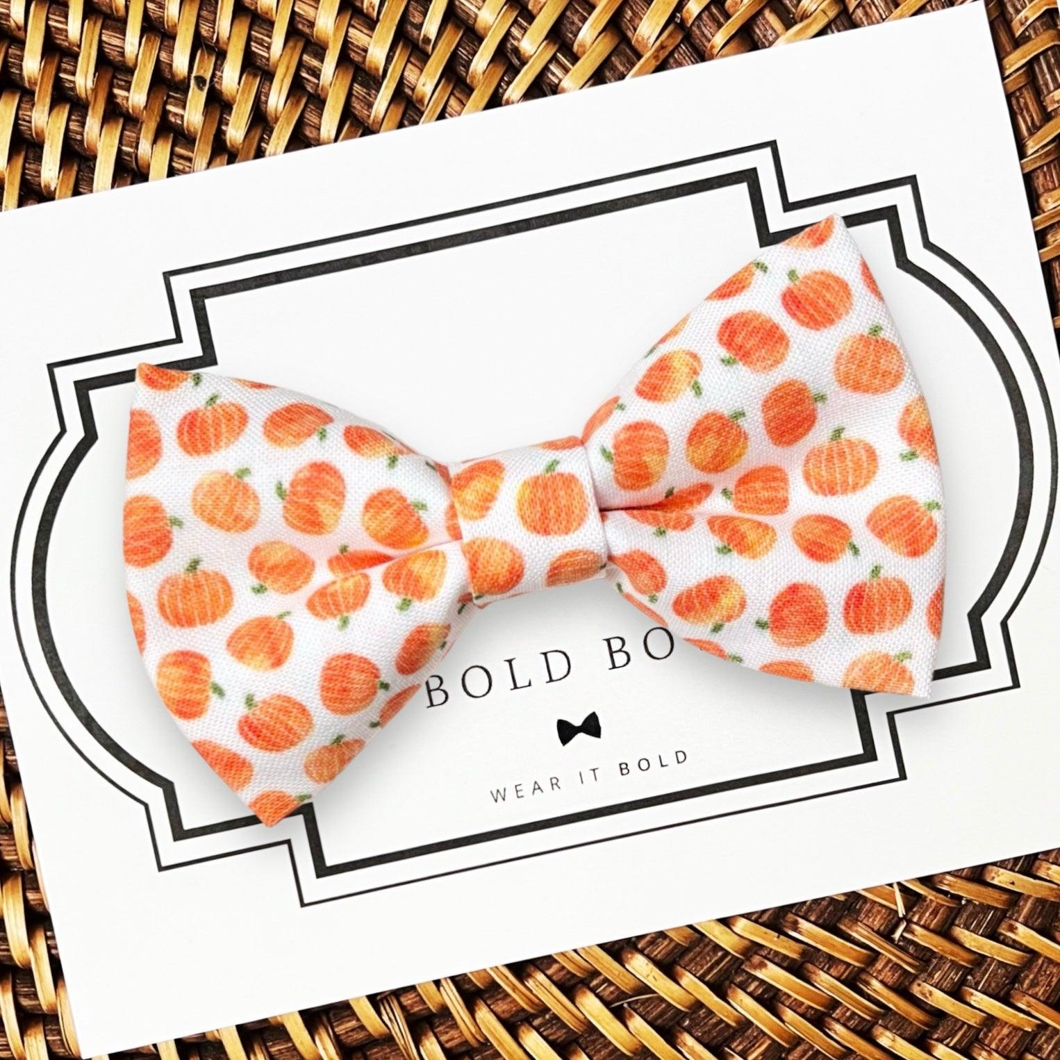 Orange pumpkin halloween dog bow tie