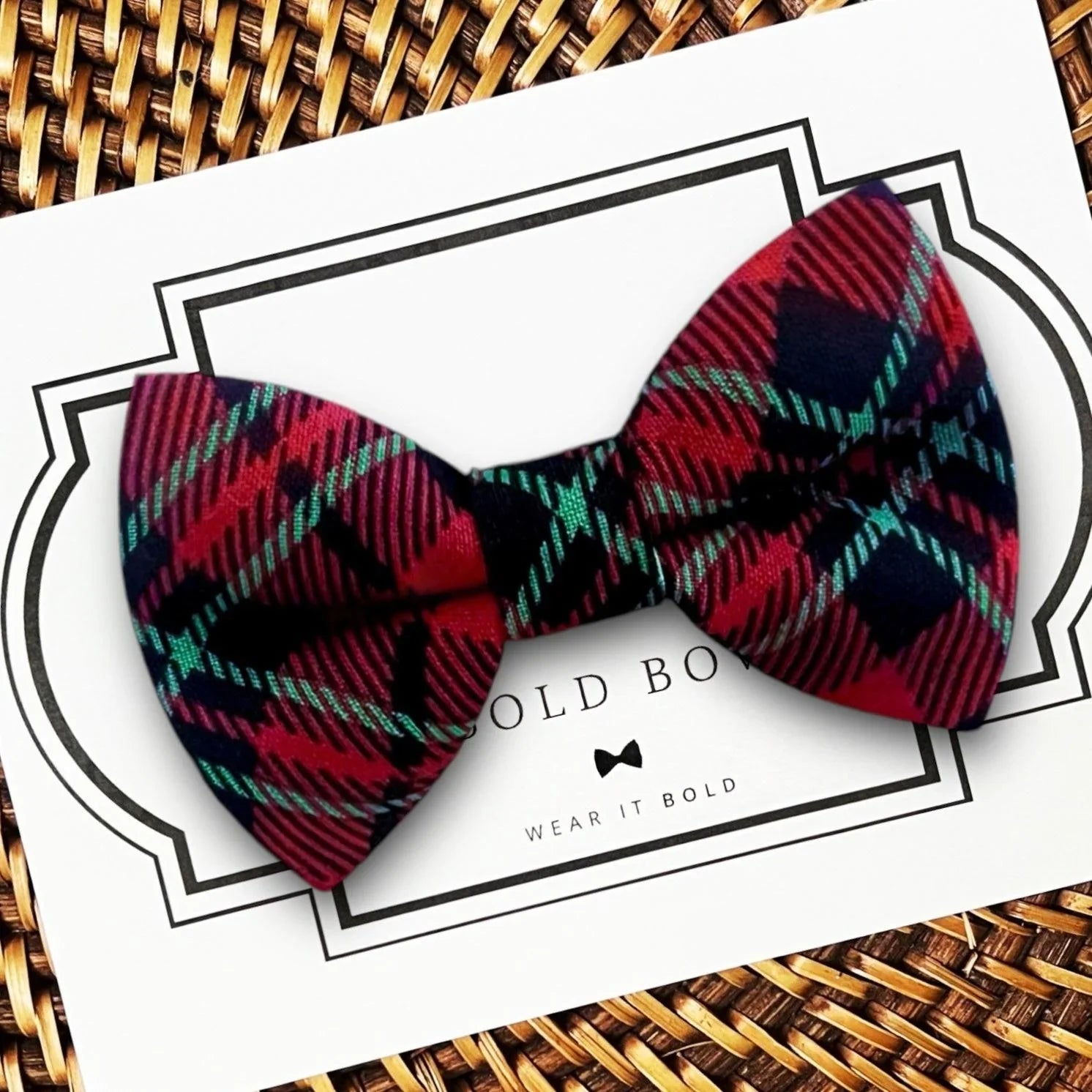 Christmas Plaid Dog bow tie or Cat bow tie for pet bowtie collar.