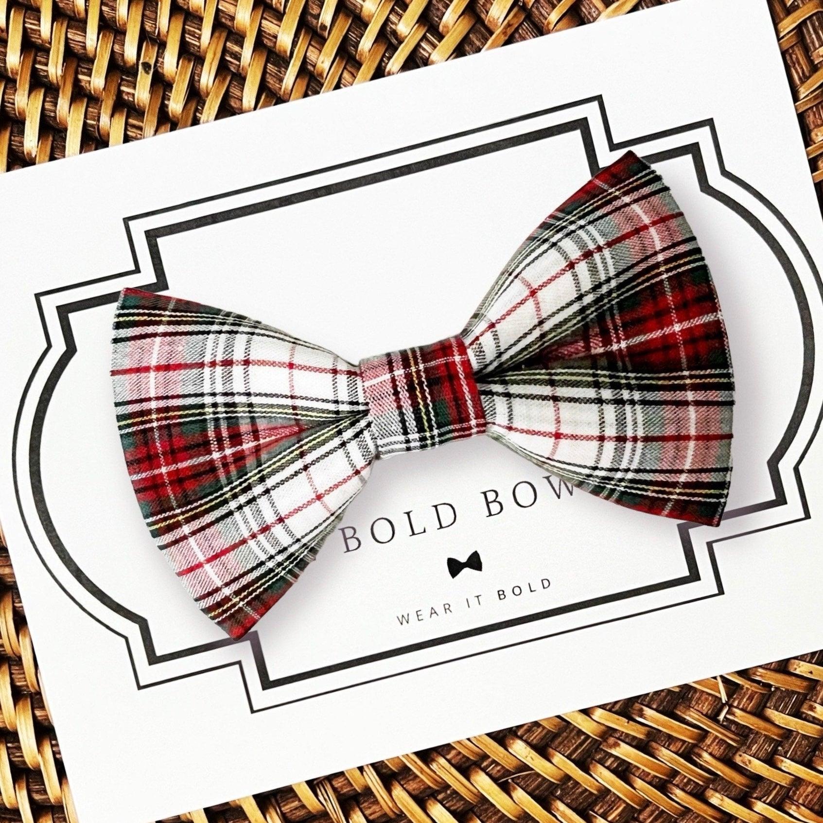 Red & White Tartan Plaid Dog Bow Tie or Cat Bow Tie
