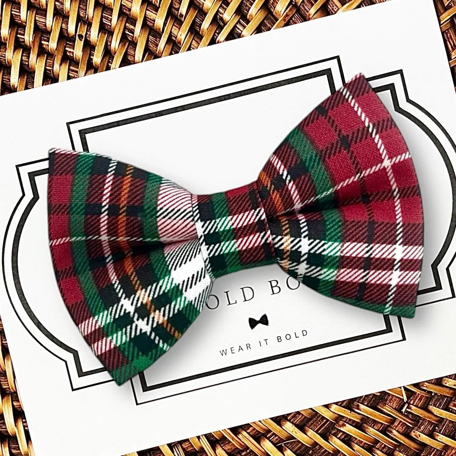 Red Christmas Plaid Dog bow tie or Cat bow tie for pet bowtie collar.
