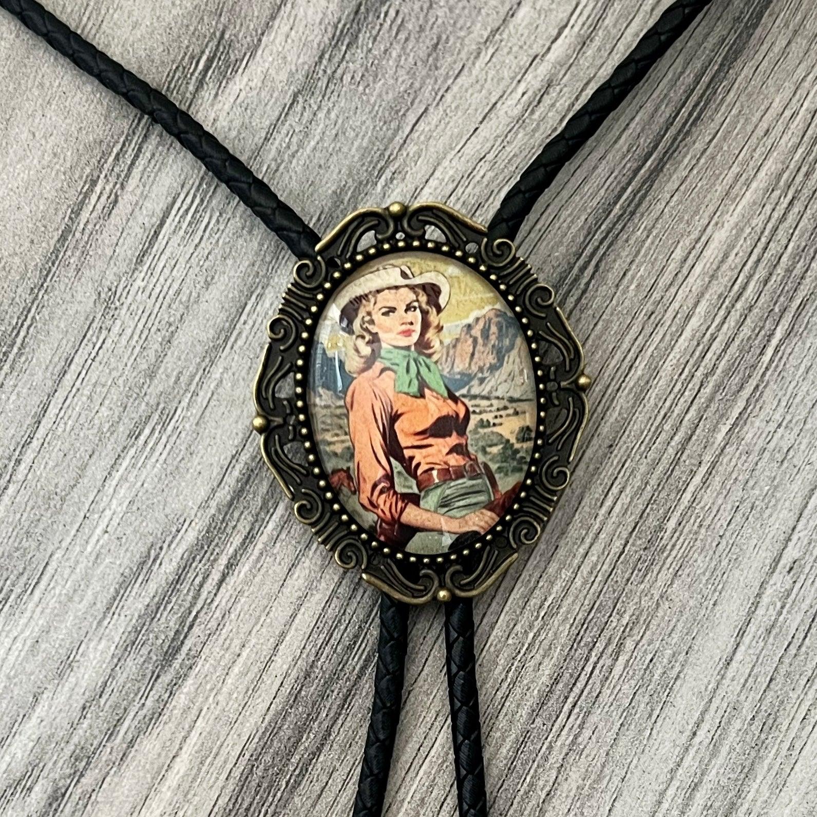 Bolo Tie with Cowgirl
