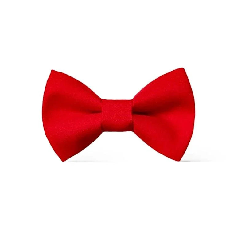 A red bow tie made of cotton, displayed against a white background.