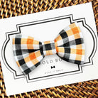 Halloween Orange Black Plaid Pet Bow Tie for Dog and Cat Collar