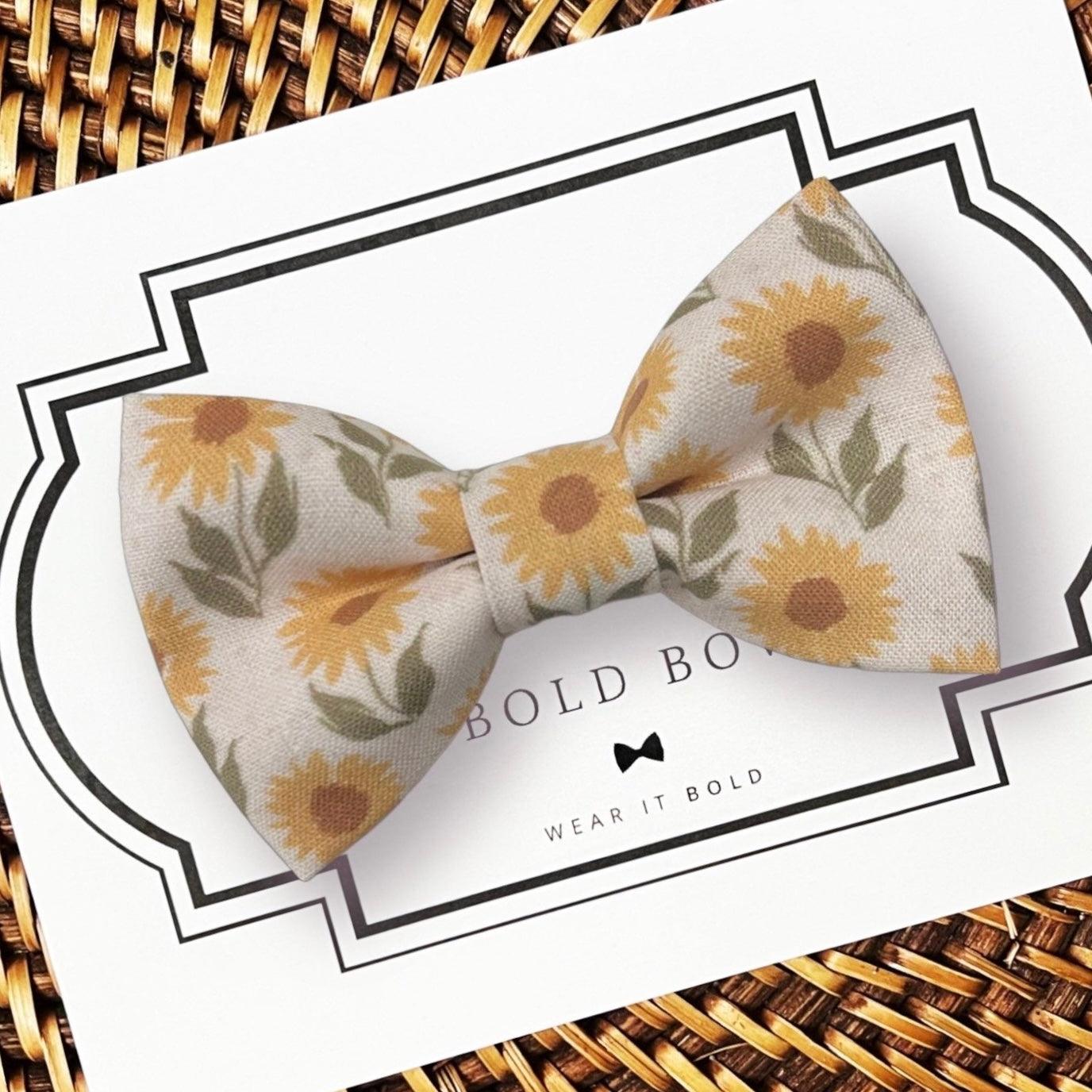 Floral Sunflower Dog Bow Tie for Dog Collar or Cat Collar