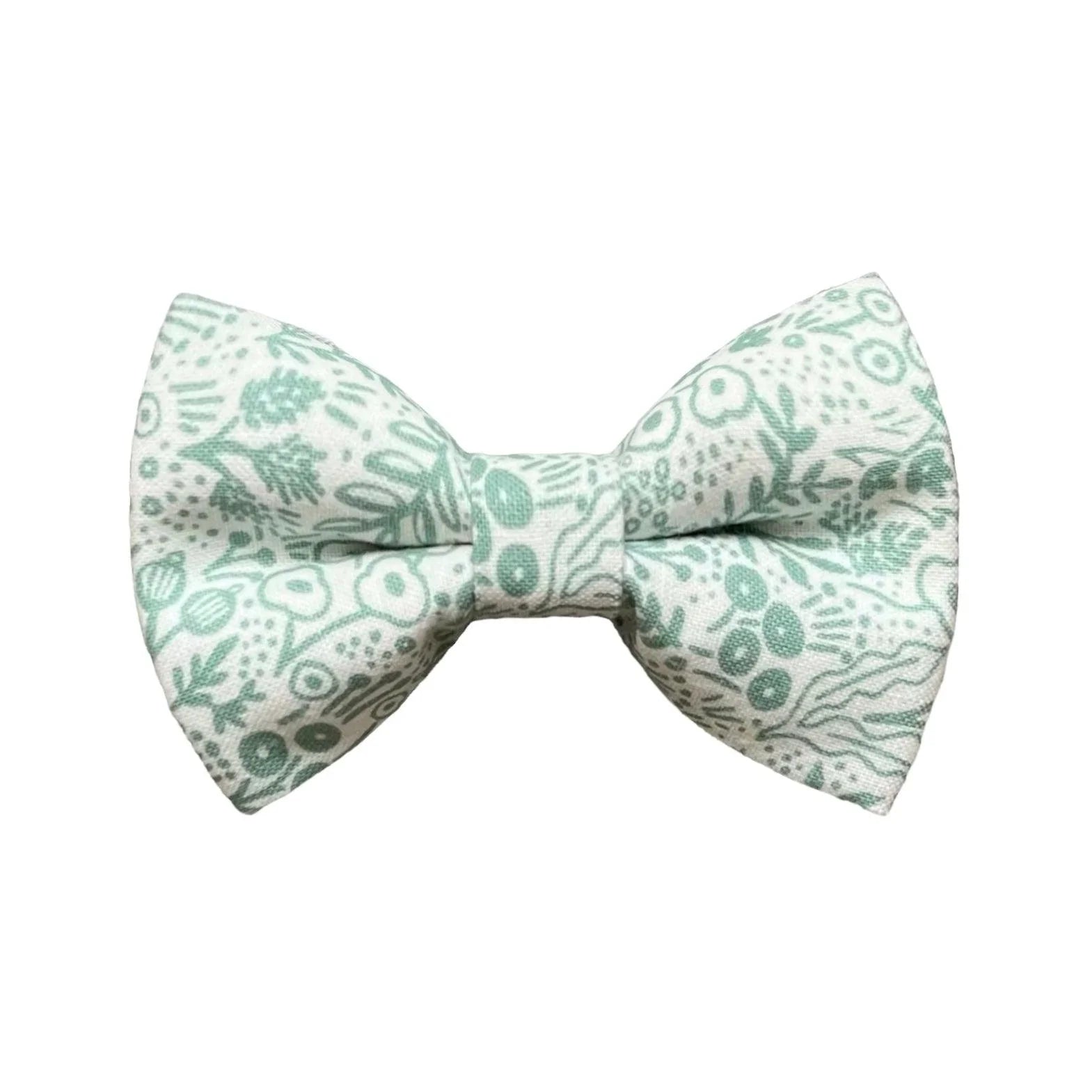 Green floral bow tie for men, weddings and groomsmen, on a white background