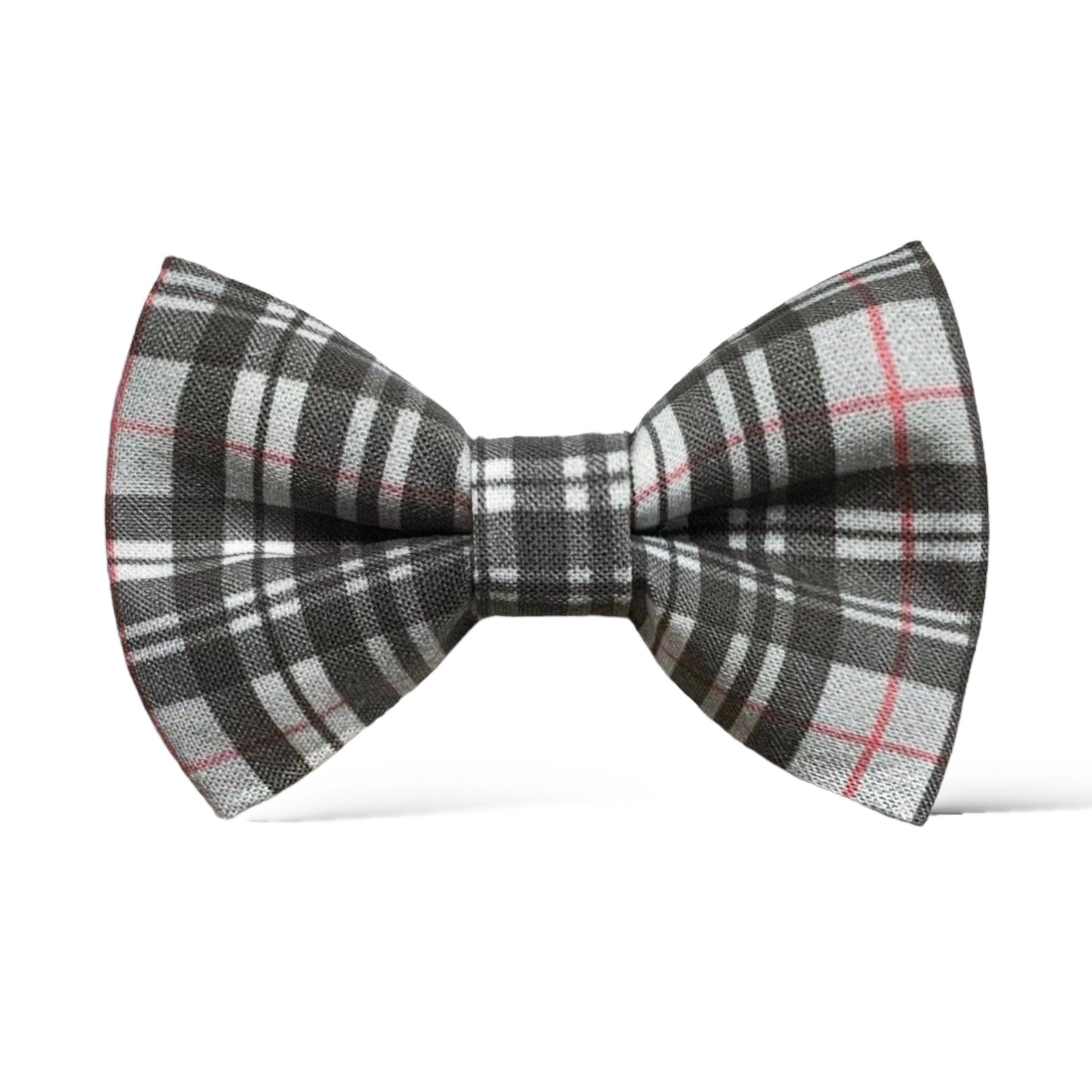 Gray Plaid Bow Tie- in Cotton