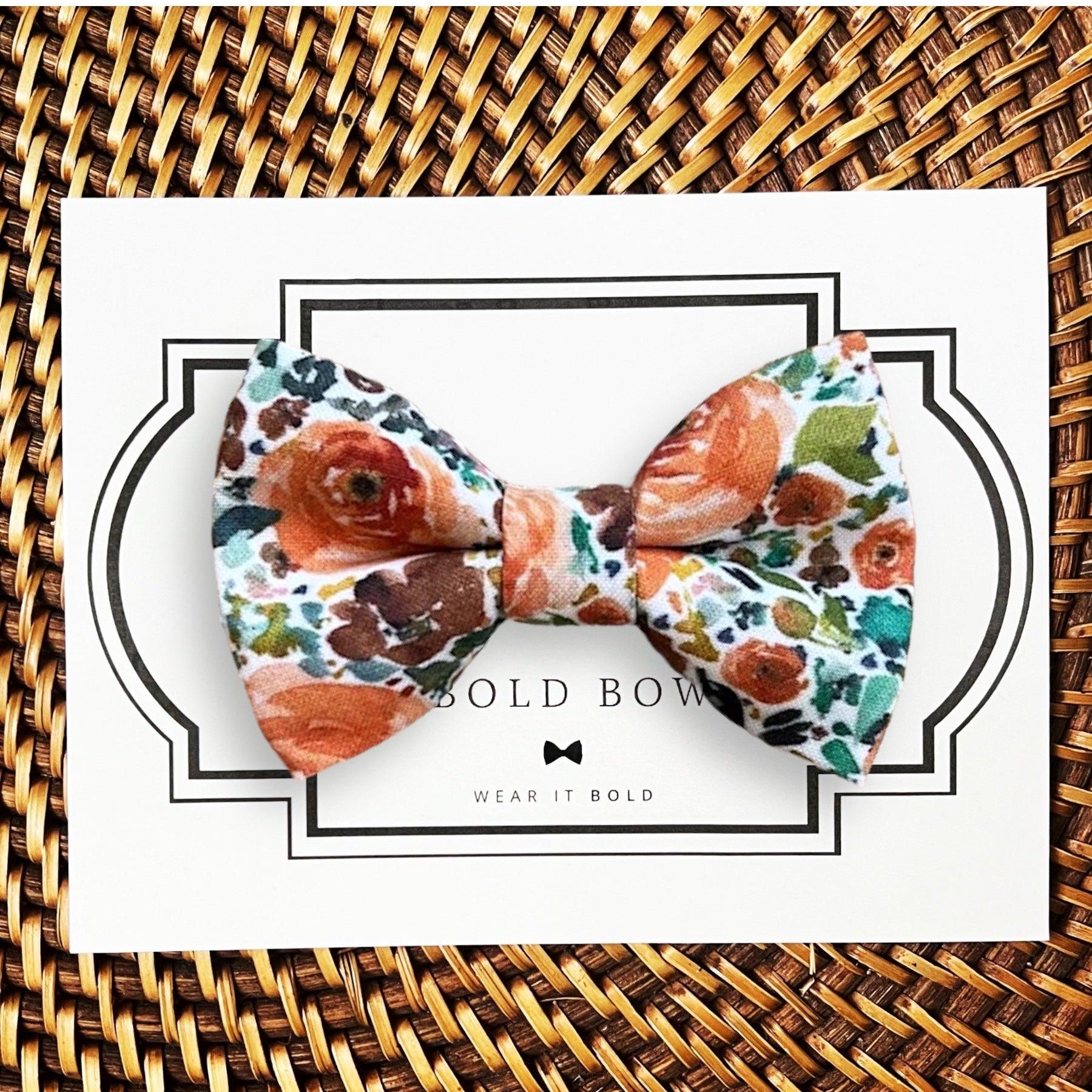 Sunset Floral Burnt Orange Men’s Bow Tie for wedding