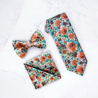 Sunset Floral Burnt Orange Men’s Tie Set for wedding
