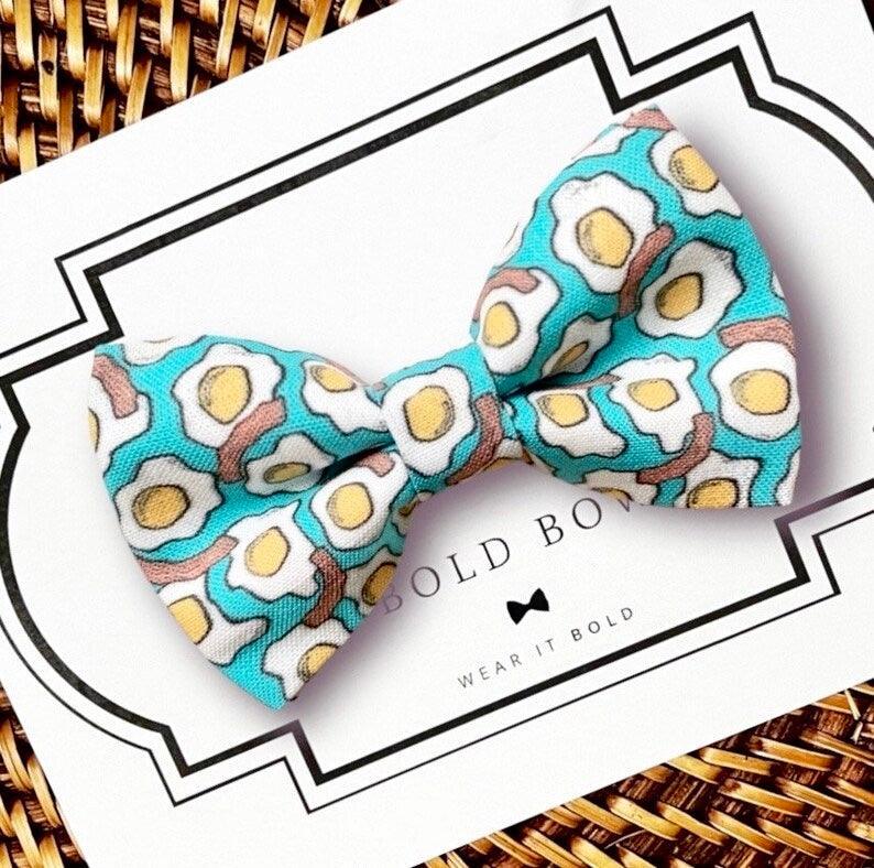 Eggs and Bacon Breakfast Dog bow tie or Cat bow tie for pet bowtie collar.