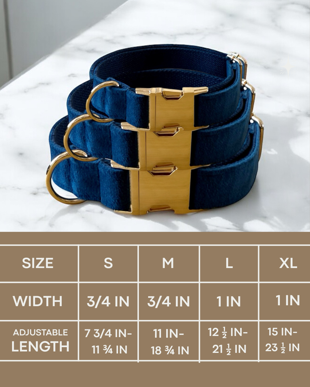 Dog collar size chart