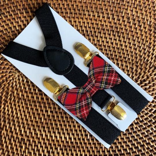 Size chart for suspender and bow tie sets from The Bold Bow Tie. Small (6mo-6yr): 18"-29" suspenders, 3.5" bow. Medium (7-12yr): 25.5"-40" suspenders, 4" bow. Adult (13yr-6ft tall): 25.5"-40" suspenders, 4.5" bow. Big & Tall (Over 6ft tall): 31"-53" suspenders, 4.5" bow. Instructions note to measure from the back waistband over the shoulder to the front waistband for a comfortable fit.