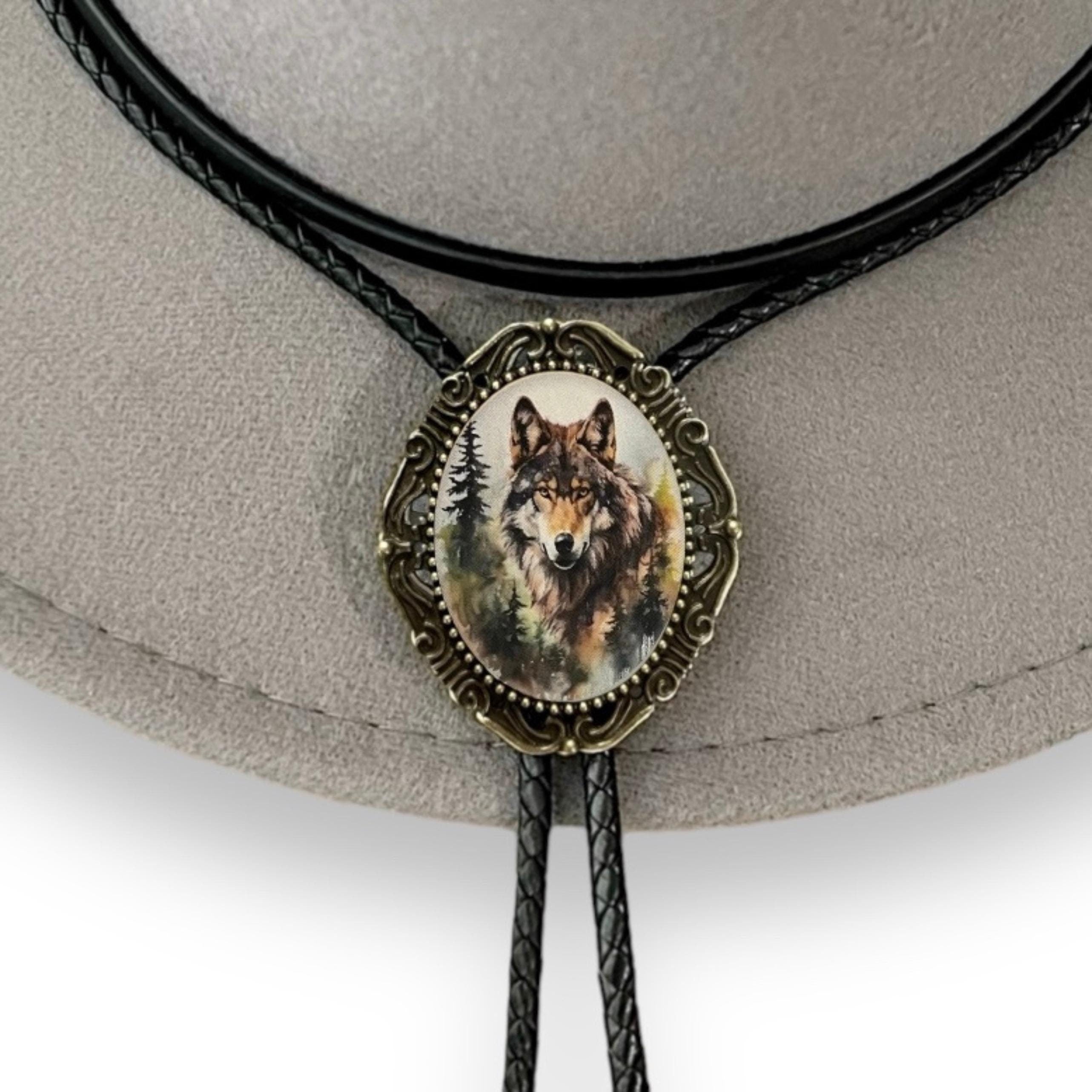 Wolf Bolo Tie- Bolo Ties for Cowboy Attire Western String Tie