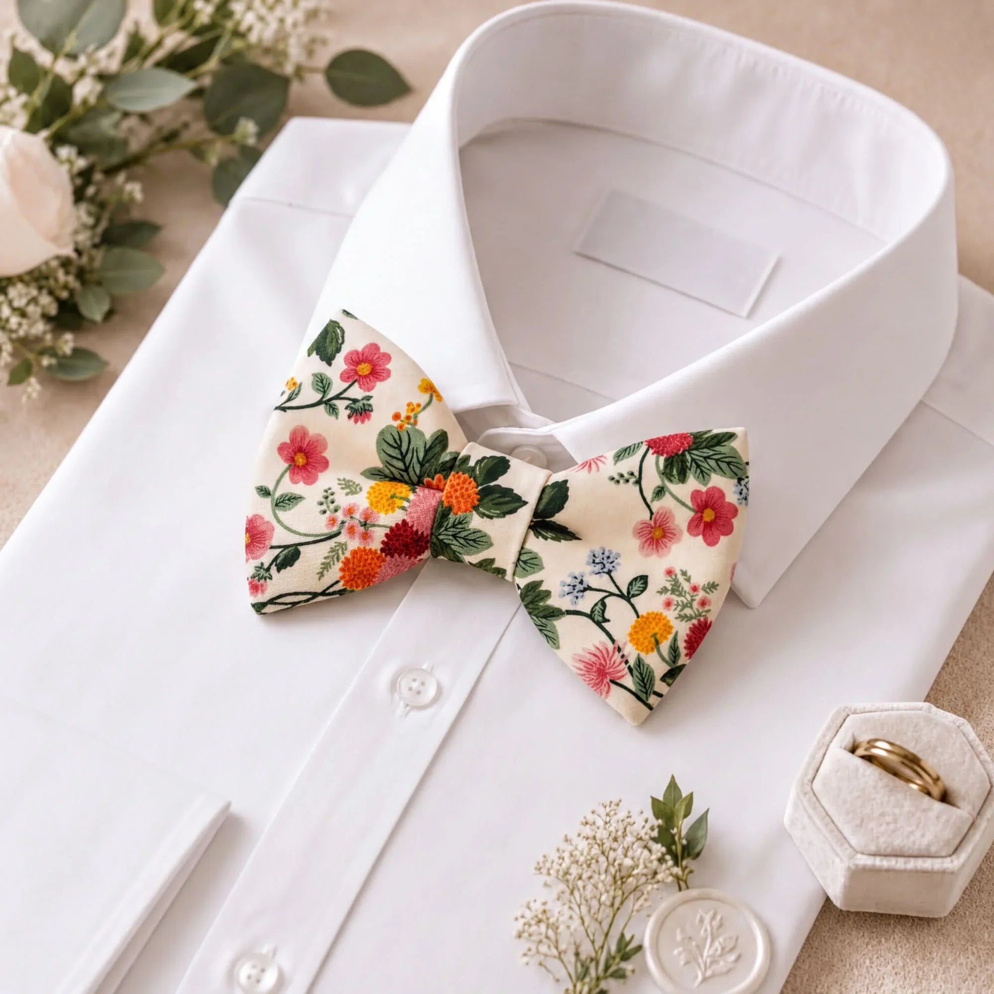 Garden wedding bow tie in floral print
