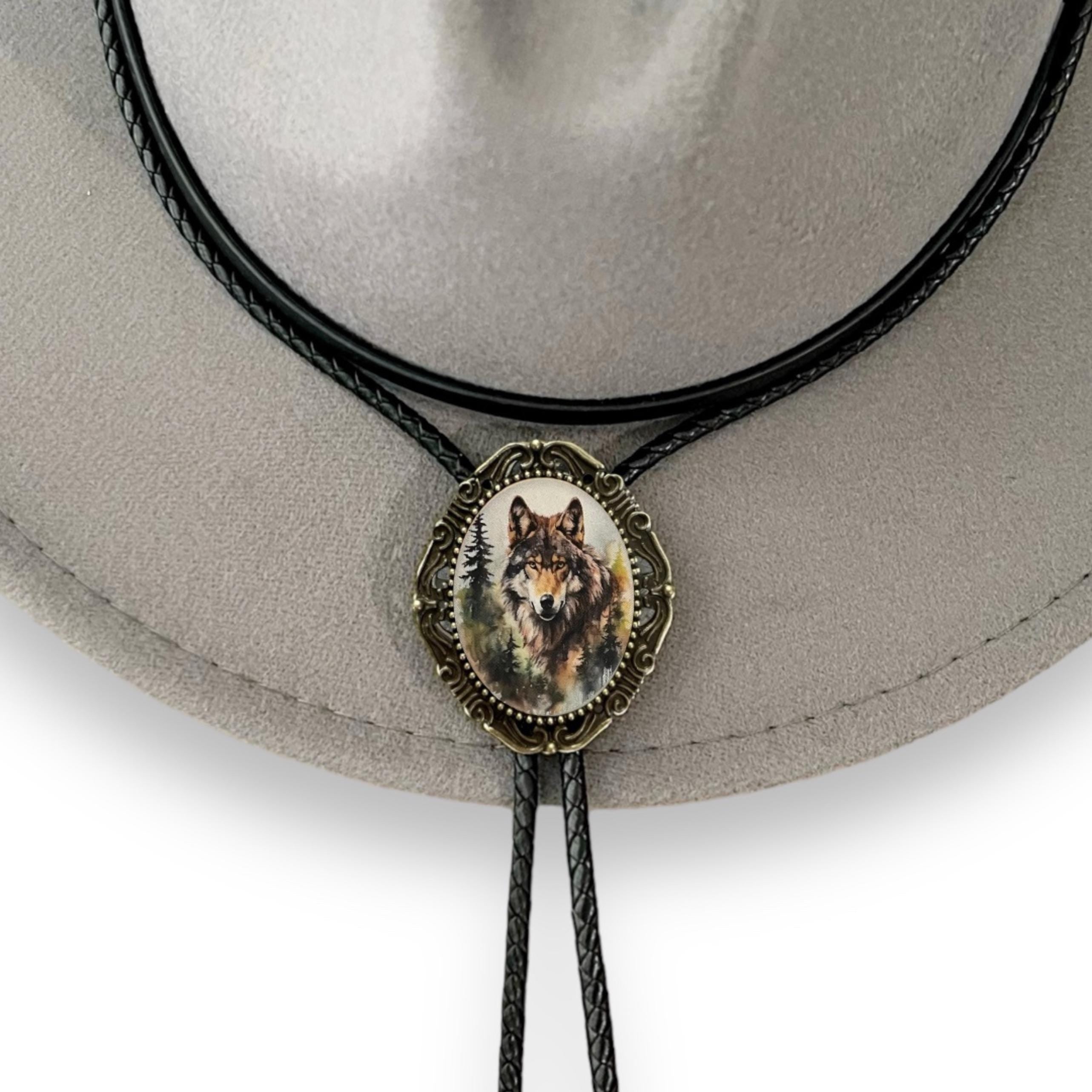 Wolf Bolo Tie- Bolo Ties for Cowboy Attire Western String Tie