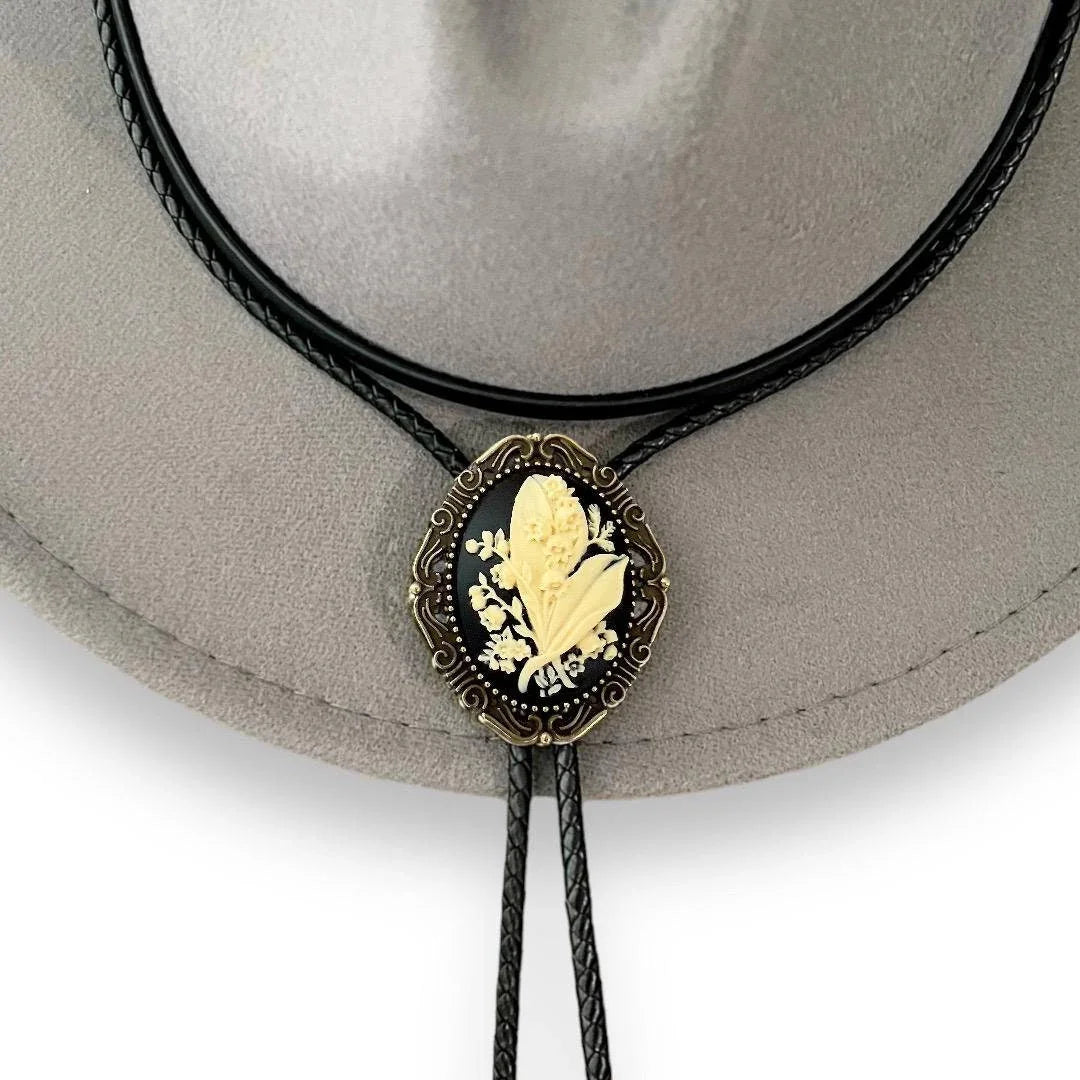 Ivory Lilly of the Valley Bolo tie for men groomsmen and wedding.