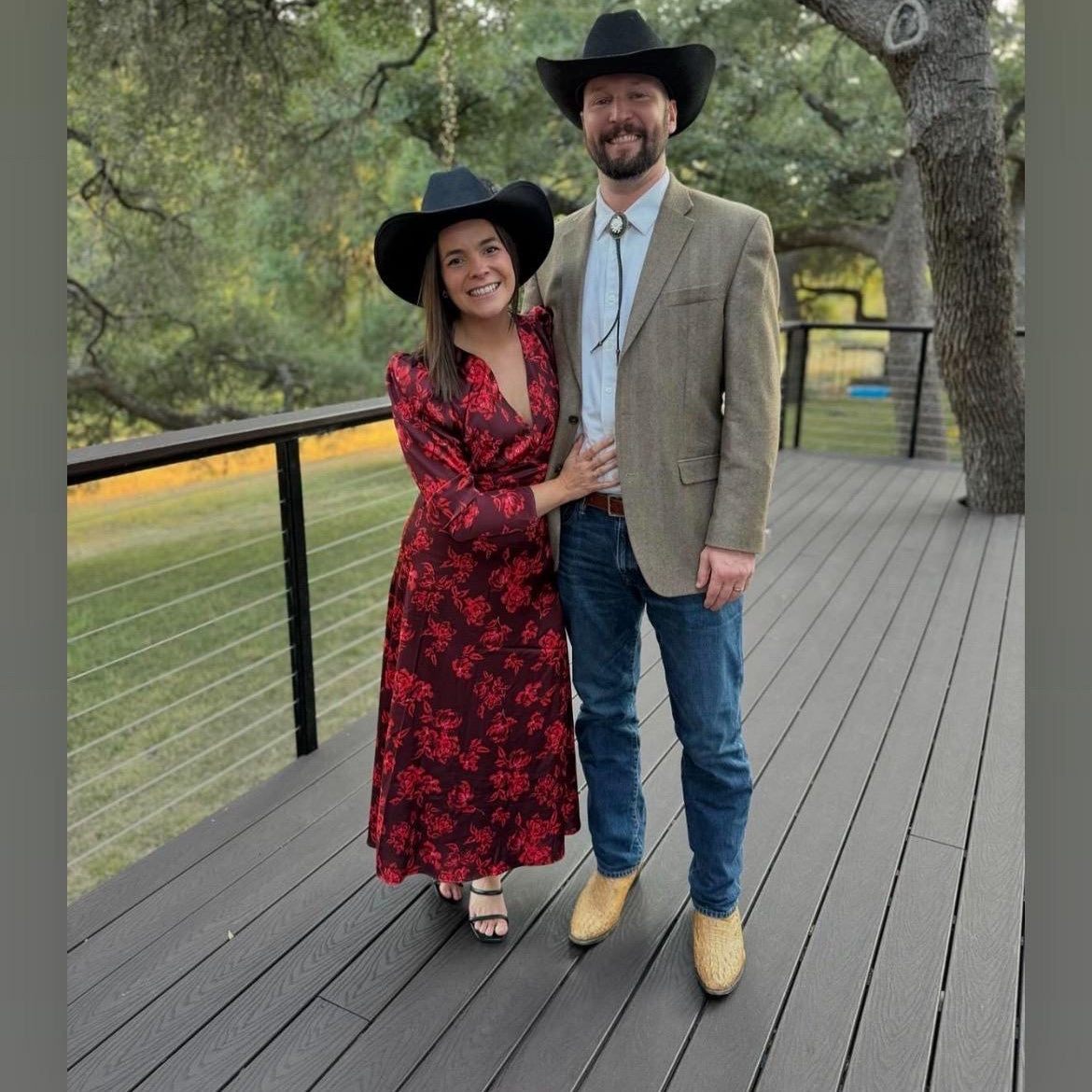 Bolo tie worn at a country wedding