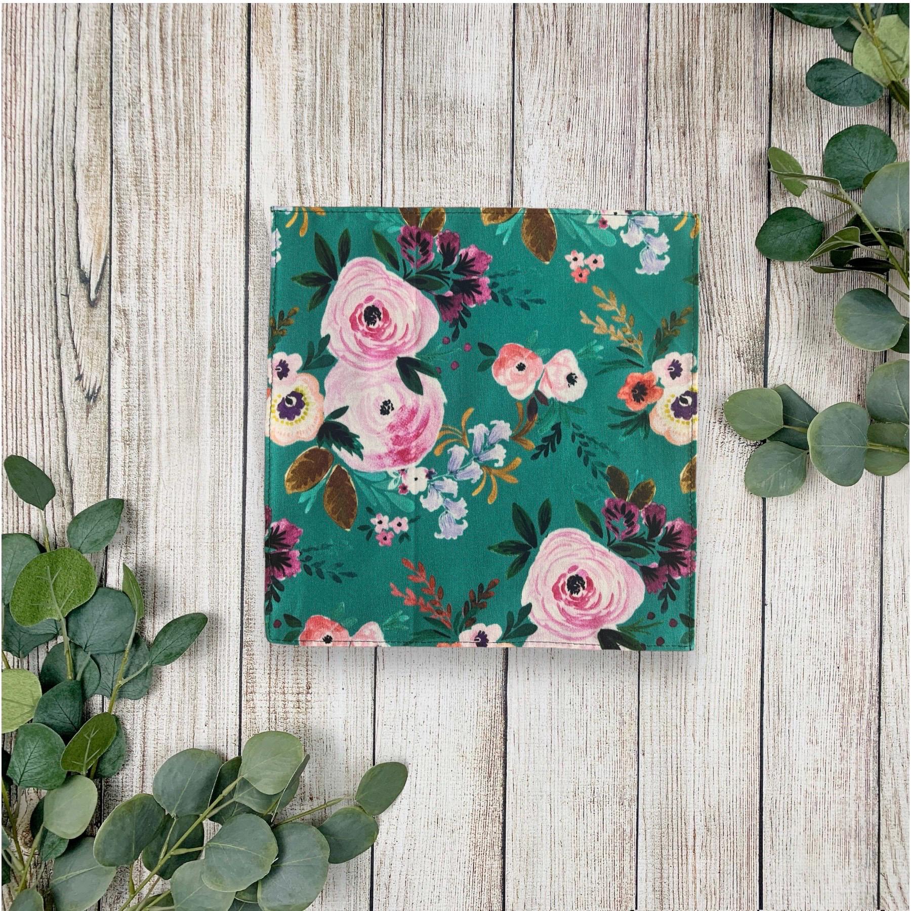 Teal floral pocket square for men for wedding
