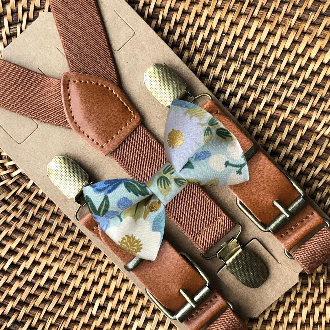 a pair of suspenders with a bow tie