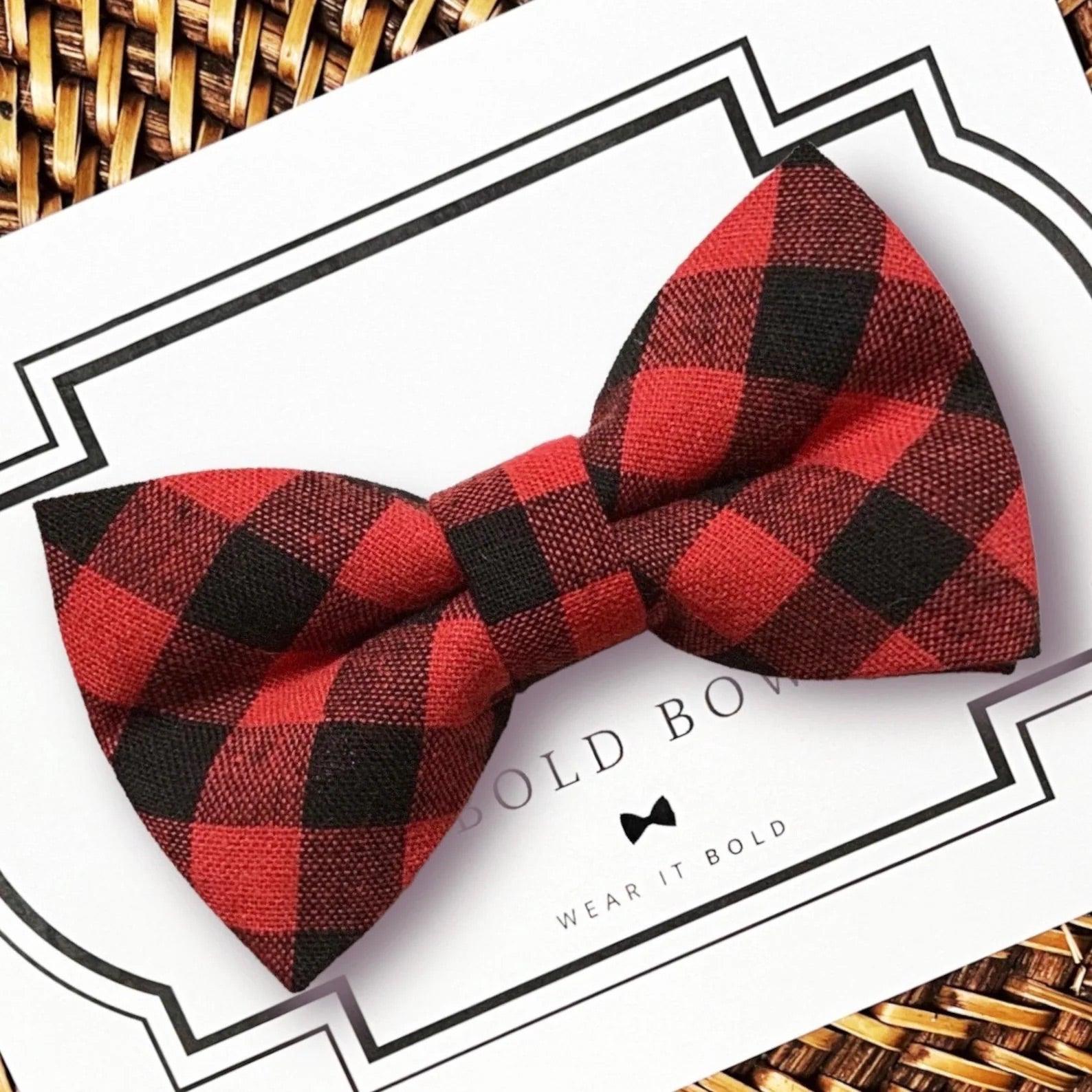 Buffalo Plaid Dog Bow Tie or Cat Bow Tie- Red & Black
