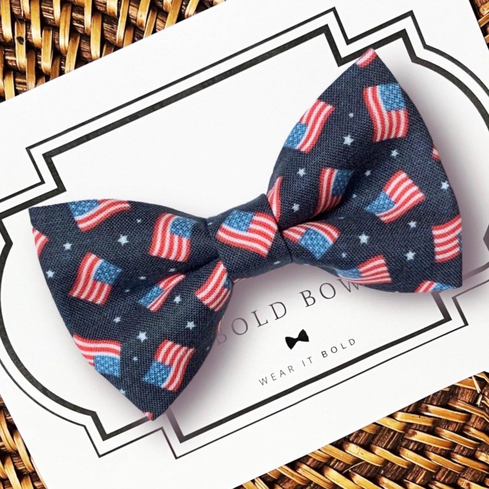 American Flag Bow Tie for Dog and Cat Collar in red white and blue