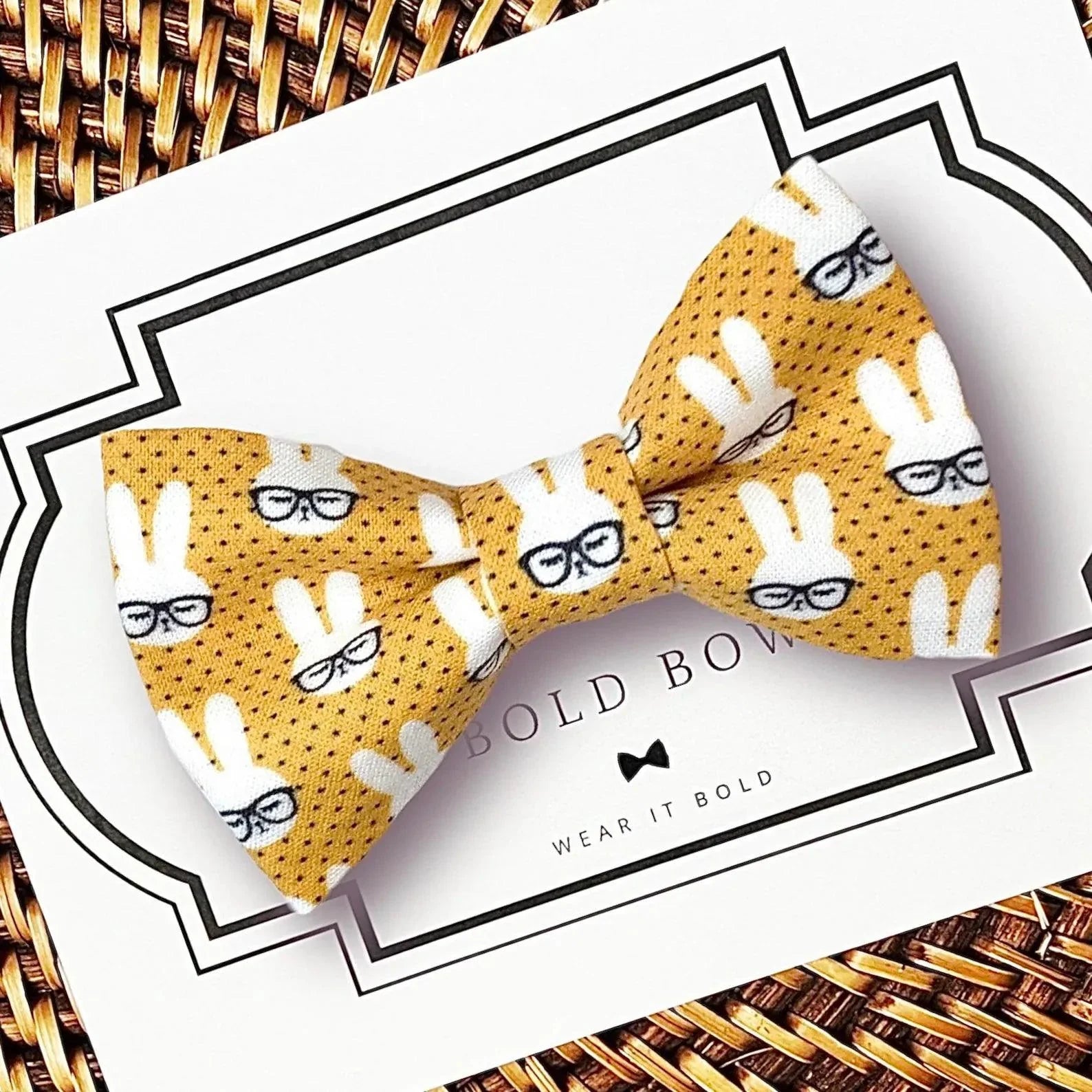 Yellow Bunny Dog bow tie or Cat bow tie for pet bowtie collar for easter.