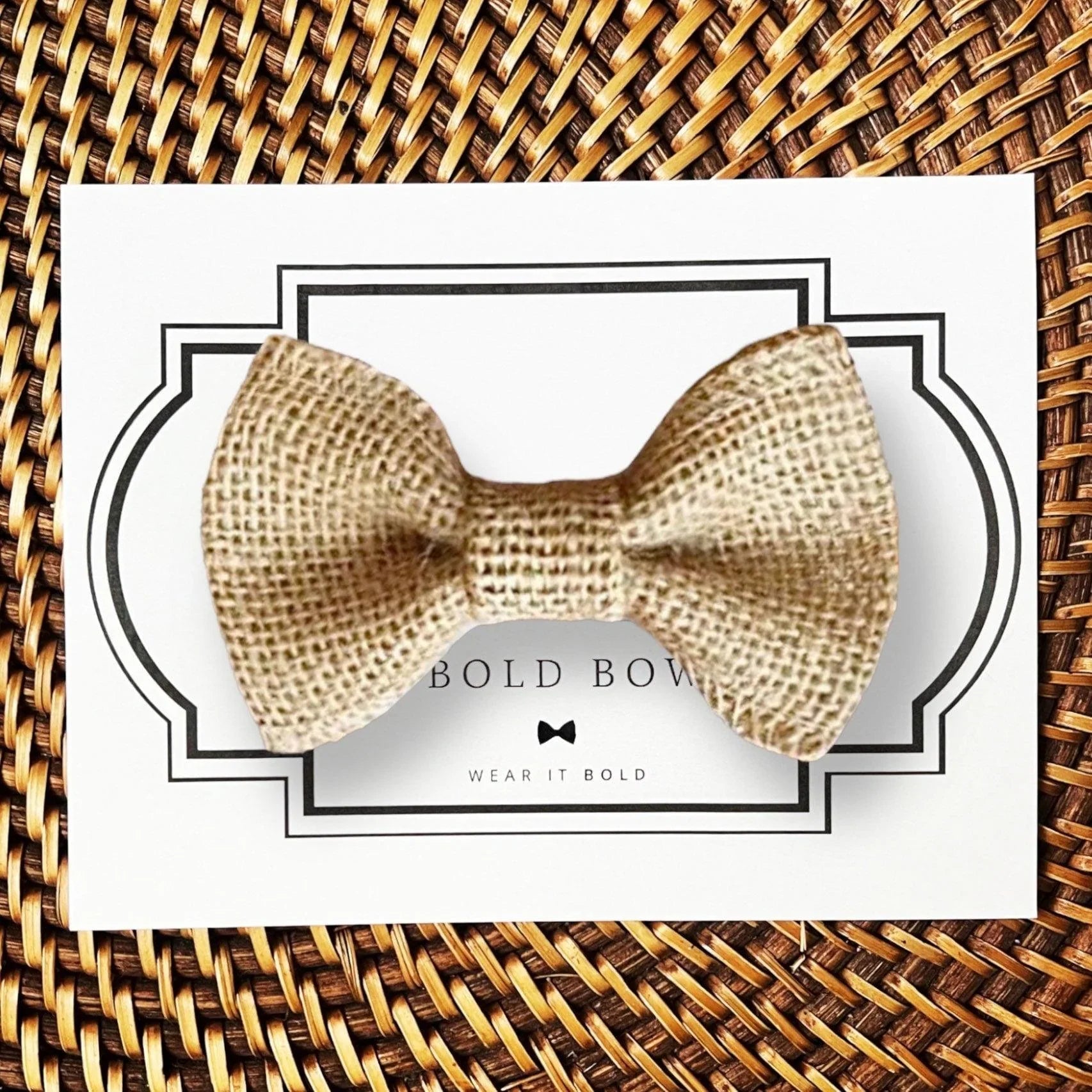 Burlap Dog bow tie or Cat bow tie for pet bowtie collar.