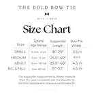 Bow tie and suspenders size chart.