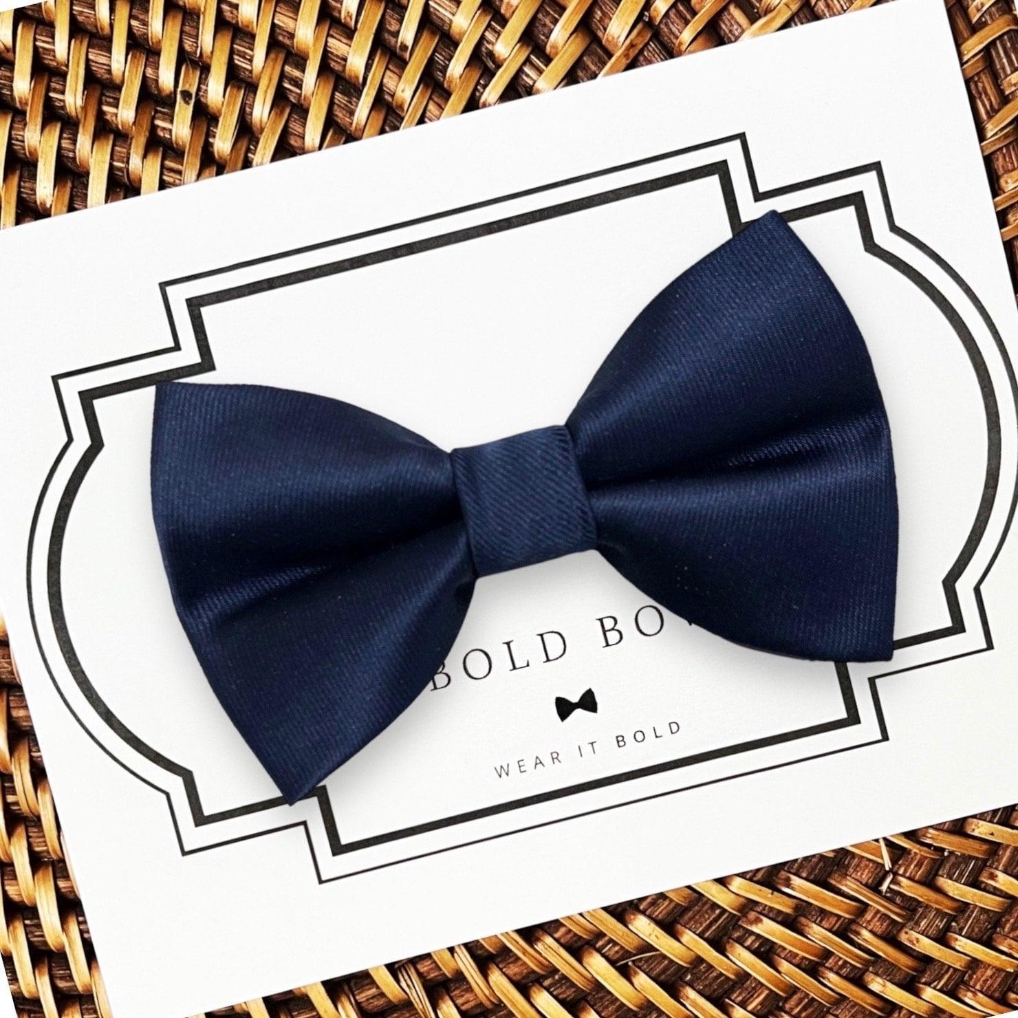 Navy Blue Satin Bow Tie for Dog Collar or Cat Collar- perfect for a dog wedding outfit.
