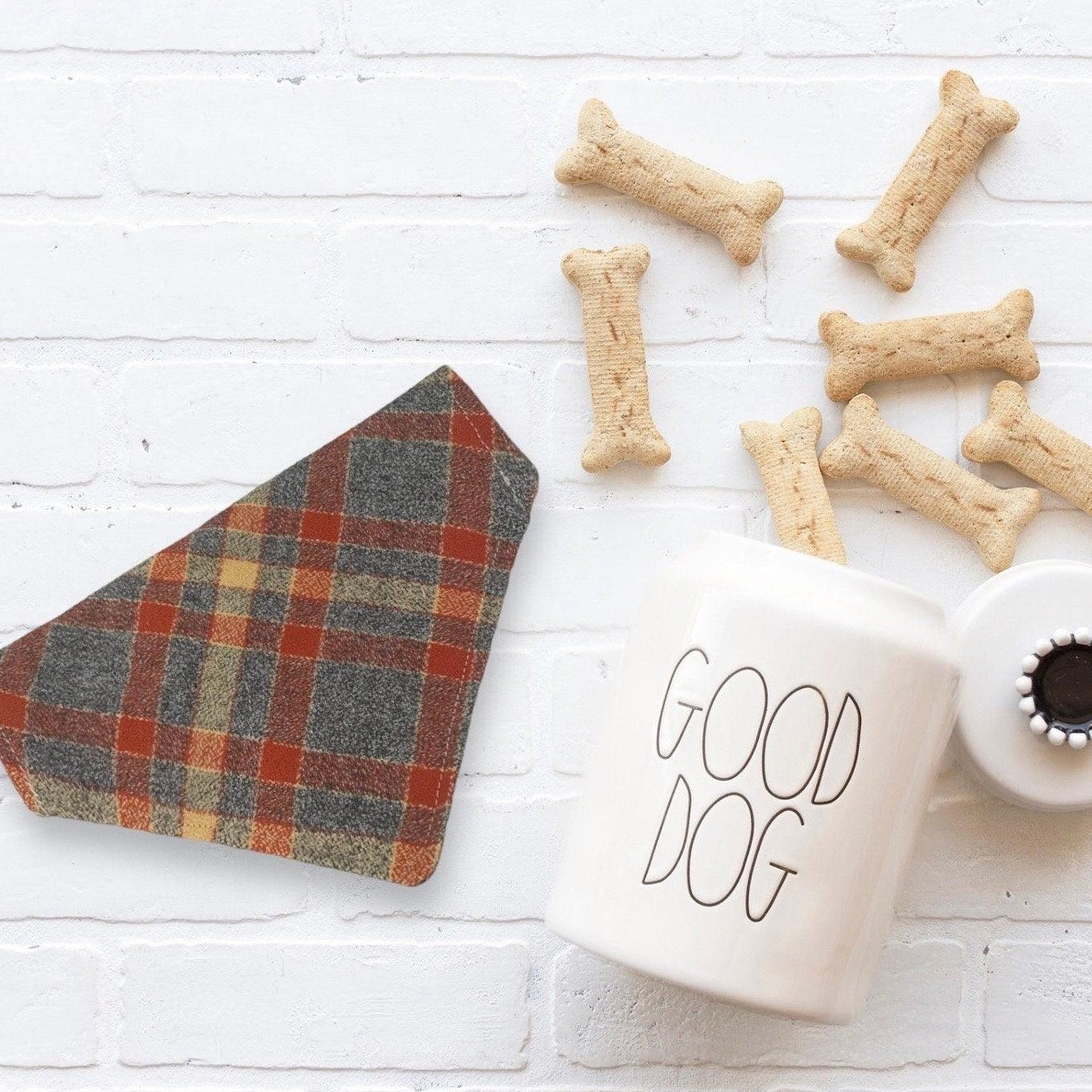 Autumn Orange Plaid Dog Bandana or Cat Bandana for Thanksgiving