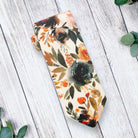 Burnt Orange Floral Mens Ties for Weddings, Terracotta Boho Wedding Necktie, Burnt Orange Tie