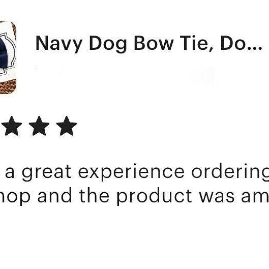 5 Star review for navy dog bow tie